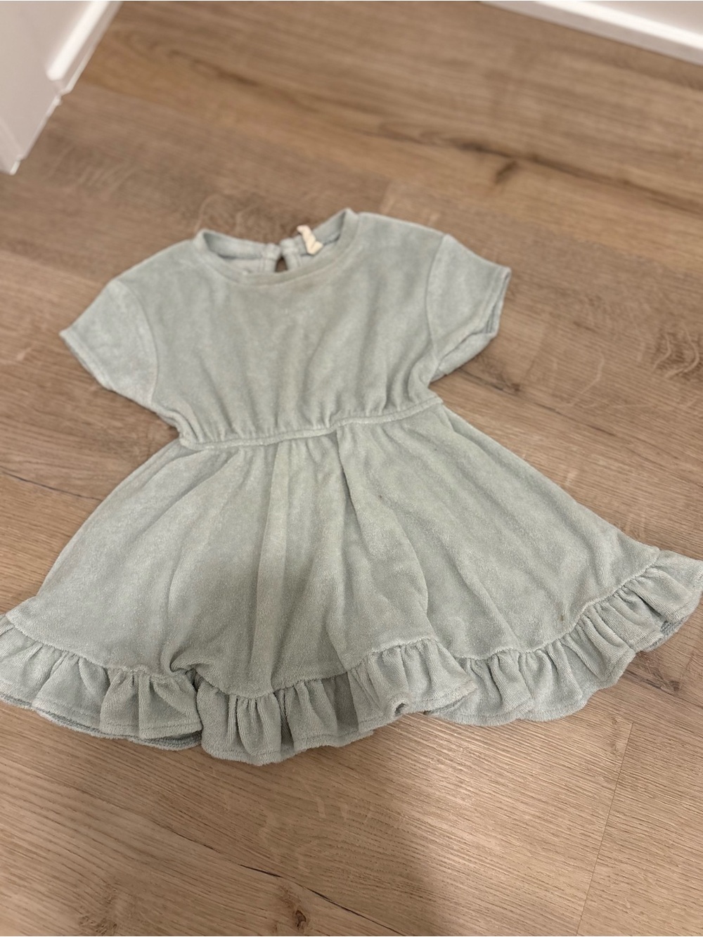 Quincy Mae Sage Green Ruffle Hem Casual Dress